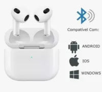 Fone De Ouvido Bluetooth H'maston Cor Branco Luz Branco